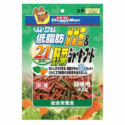 ヘルシーエクセル低脂肪ササミ&21種類の野菜ジャーキーフード 400g