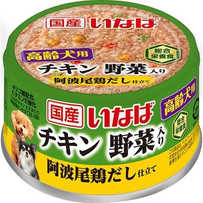 国産いなば 高齢犬用 チキン 野菜入り 阿波尾鶏だし仕立て 85g×48缶