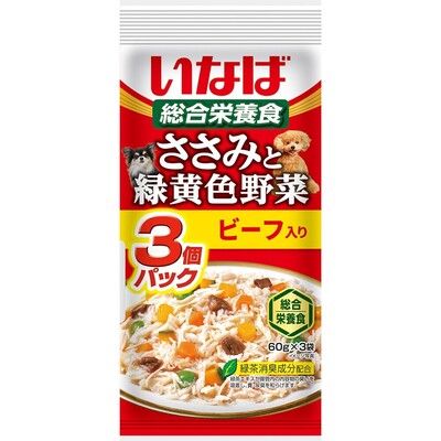 ささみと緑黄色野菜 ビーフ入り 60g×3袋