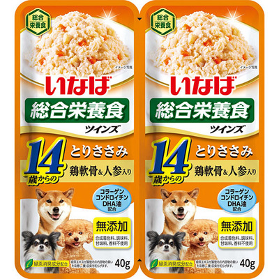 ツインズ 14歳からのとりささみ 鶏軟骨＆人参入り 40g×2袋